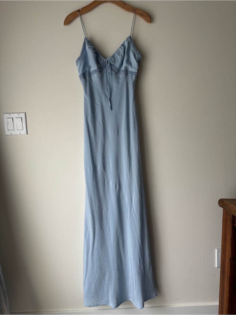 Princess Polly Blue Lace Trim Maxi Slip Dress Size 6
